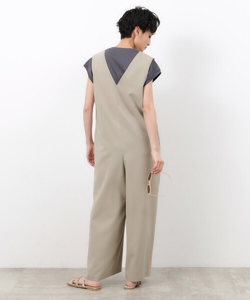 OPAQUE.CLIP（オペークドットクリップ）の「◆リネンライクVネックオールインワン【ストレッチ/イージーケア/洗濯機洗い可】（サロペット/オーバーオール・レディース・グレー/ブラック・36/38/40）」の11枚目の写真