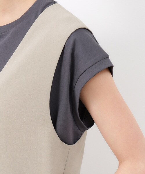 OPAQUE.CLIP（オペークドットクリップ）の「◆リネンライクVネックオールインワン【ストレッチ/イージーケア/洗濯機洗い可】（サロペット/オーバーオール・レディース・グレー/ブラック・36/38/40）」の5枚目の写真