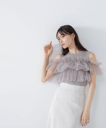 NATURAL BEAUTY BASIC | ◇チュールショルダードッキングニット(ニット/セーター)