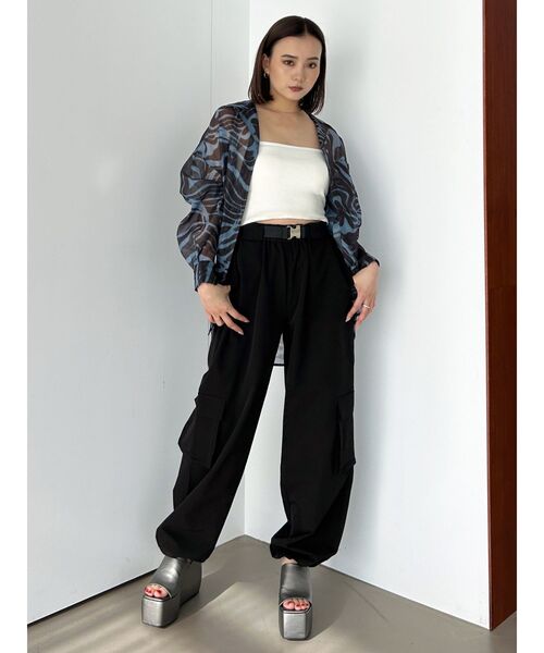 EMODA(エモダ)の「ナイロンベルトタックパンツ(その他パンツ・レディース・ブラック/ベージュ/ホワイト・FREE)」の14枚目の写真