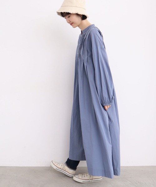 l'atelier du savon(アトリエドサボン)の「●ふとほそタック ワンピース(シャツワンピース・レディース・サックスブルー/ブラック/レッド・FREE)」の4枚目の写真