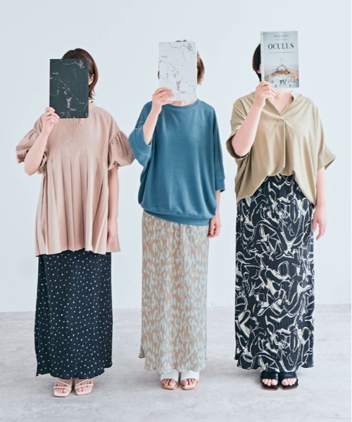 kirakiraShop(キラキラショップ)の「総柄 ランダム プリーツ ナロー スカート(スカート・レディース・ブラック系1/ブラック系2/ブラック系3/ベージュ系1・M/L)」の6枚目の写真