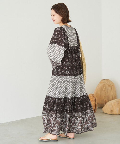 SLOBE IENA インドパネルプリントドッキングワンピース　サイズ38 SLOBE IENA（スローブイエナ）の「インドパネルプリント