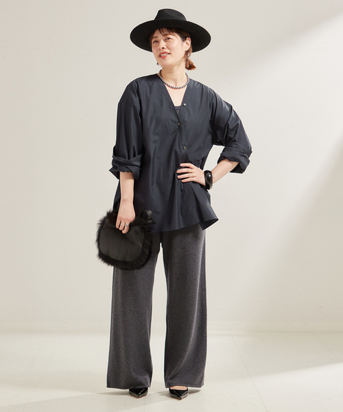 セットPlage Knit チュニック+Semi Flare Knit パンツ セール】Wide Straight ニット パンツ（その他パンツ）｜Plage