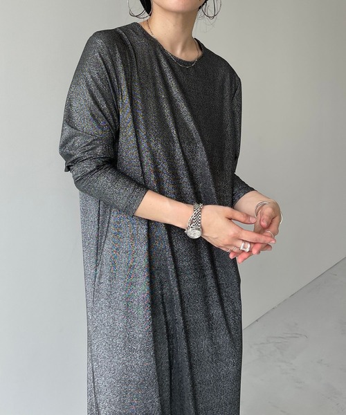 GANNI Sparkle Rib Maxi Dress ラメ ロングワンピース glitter disco long one piece / グリッターディスコロングラメ