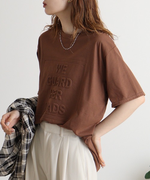 エー・エヌ・エル A.N.L エンボスロゴTシャツ （チャ） A.N.L エンボスロゴTシャツ（Tシャツ/カットソー）｜a.n.l
