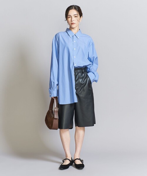 BEAUTY&YOUTH UNITED ARROWS（ビューティーアンドユースユナイテッドアローズ）の「ピンストライプ ビッグシャツ（シャツ/ブラウス・レディース・ベージュ/コバルトブルー・FREE）」の8枚目の写真