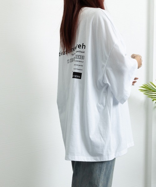 Miniministore(ミニミニストア)の「オーバーサイズ 英文字ロゴ 半袖Tシャツ(Tシャツ/カットソー・レディース・グレイッシュベージュ/ブラック/ロイヤルブルー/ホワイト・FREE)」の7枚目の写真