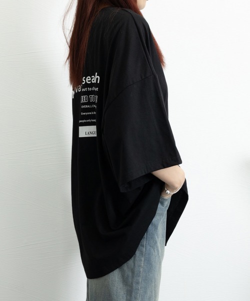 Miniministore(ミニミニストア)の「オーバーサイズ 英文字ロゴ 半袖Tシャツ(Tシャツ/カットソー・レディース・グレイッシュベージュ/ブラック/ロイヤルブルー/ホワイト・FREE)」の12枚目の写真