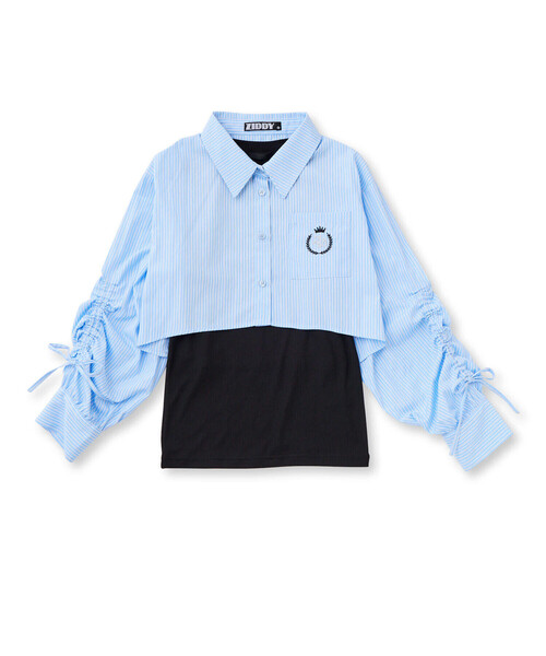 ZIDDY（ジディ）の「【 ニコ☆プチ 掲載 】ドロストショート丈シャツ＆タンクトップセット(130~160cm)（アンサンブル・キッズ・ブルー系その他/ホワイト・130cm/140cm/150cm/160cm）」の22枚目の写真