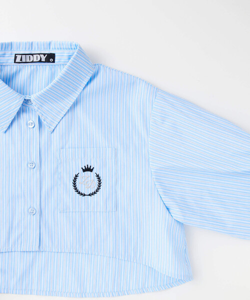 ZIDDY（ジディ）の「【 ニコ☆プチ 掲載 】ドロストショート丈シャツ＆タンクトップセット(130~160cm)（アンサンブル・キッズ・ブルー系その他/ホワイト・130cm/140cm/150cm/160cm）」の3枚目の写真