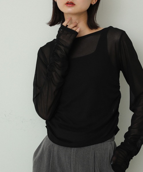 SENSE OF PLACE by URBAN RESEARCH(センスオブプレイスバイアーバンリサーチ)の「シャーリングシアートップ(その他トップス・レディース・アイボリー/ブラック/ベージュ・ONE)」の2枚目の写真