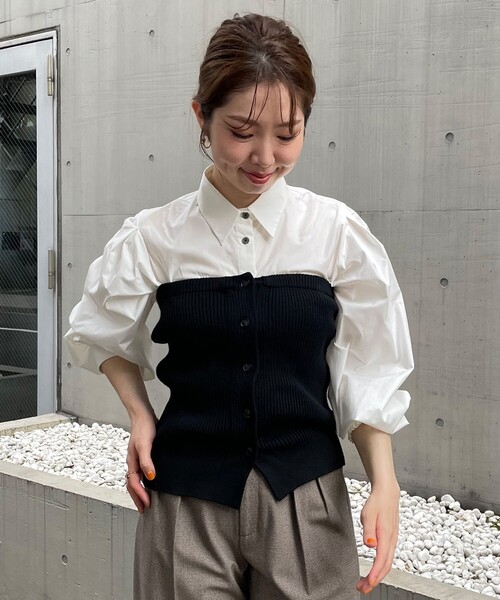 ブラウス シャツ 「抗菌防臭/洗える」ボリュームスリーブ クロップドシャツ レディース 抗菌防臭/洗える】ボリュームスリーブ クロップドシャツ