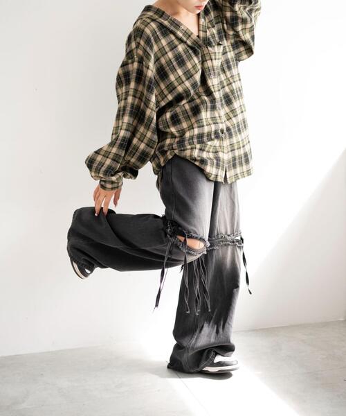 dispark(ディスパーク)の「DISPARK/キャップフーディーチェックシャツ(シャツ/ブラウス・レディース・グリーン/ブラック・FREE)」の14枚目の写真