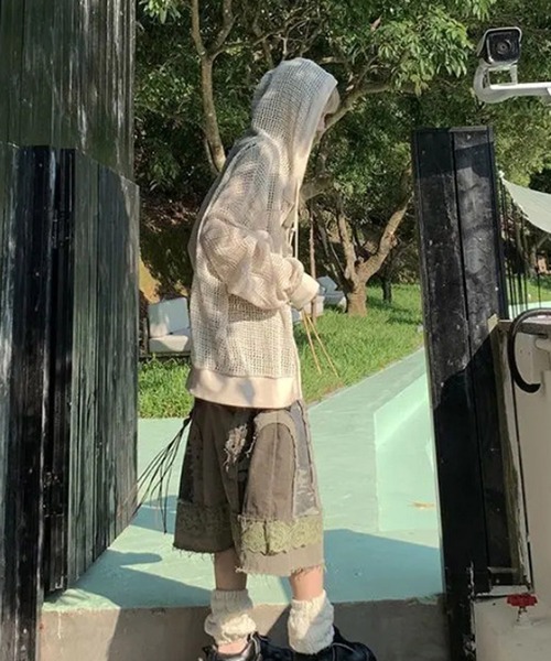 MEMECLE（メメクル）の「【 MEMECLE / メメクル 】シースルー ルーズメッシュパーカー（パーカー・レディース・ブラック/ホワイト・M/L）」の5枚目の写真