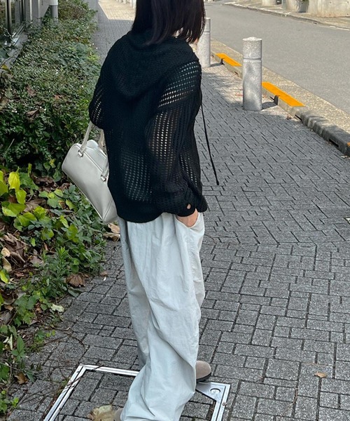 MEMECLE（メメクル）の「【 MEMECLE / メメクル 】シースルー ルーズメッシュパーカー（パーカー・レディース・ブラック/ホワイト・M/L）」の21枚目の写真