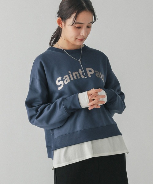オーラティエ AURATIER ロゴ入り ブラック長袖Tシャツ セール】ヘビロッTeeセミシアーT長袖/115474（Tシャツ