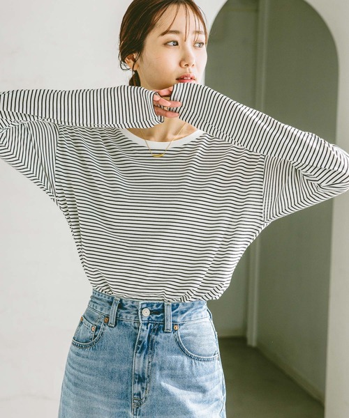 GLOBAL WORK（グローバルワーク）の「ヘビロッTeeセミシアーT長袖/115474（Tシャツ/カットソー・レディース・アイボリー/ミント/ホワイト×ブラック/ベビーピンク・FREE）」の20枚目の写真