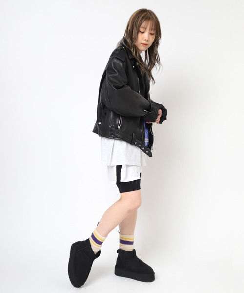 RNA（アールエヌエー）の「J2122 ＢＩＧ　ＷＡＳＨ　ＯＵＴライダース（ライダースジャケット・レディース・ブラック・MEDIUM）」の6枚目の写真