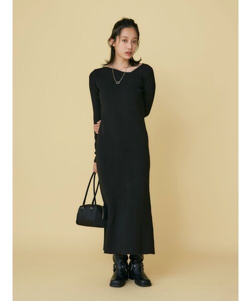 Ungrid(アングリッド)の「【WEB限定】ランダムリブニットワンピース(ワンピース・レディース・オレンジ/ブラック/ダークグリーン・FREE)」の2枚目の写真