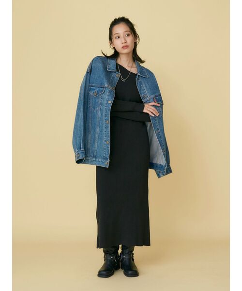 Ungrid(アングリッド)の「【WEB限定】ランダムリブニットワンピース(ワンピース・レディース・オレンジ/ブラック/ダークグリーン・FREE)」の7枚目の写真