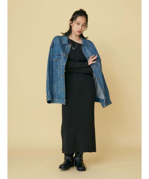 Ungrid(アングリッド)の「【WEB限定】ランダムリブニットワンピース(ワンピース・レディース・オレンジ/ブラック/ダークグリーン・FREE)」の8枚目の写真