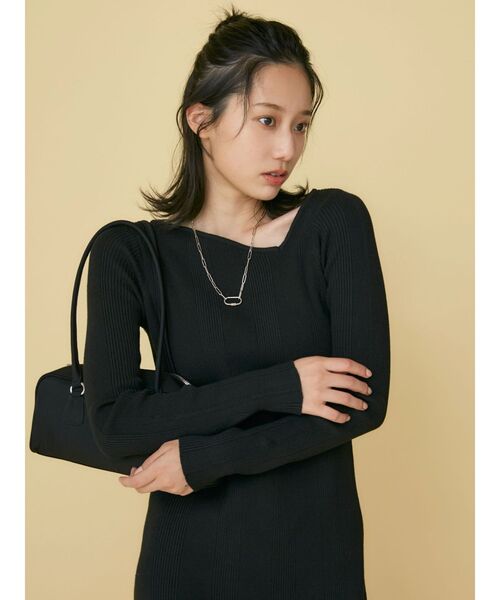 Ungrid(アングリッド)の「【WEB限定】ランダムリブニットワンピース(ワンピース・レディース・オレンジ/ブラック/ダークグリーン・FREE)」の9枚目の写真