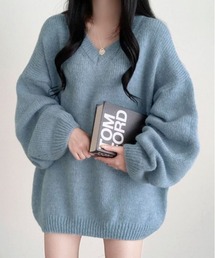 オーバーサイズ 青 ニットセーター セール】Oversize Summer Knit / オーバーサイズサマーニット