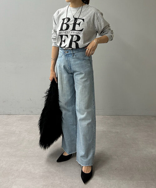 SHENERY（シーナリー）の「Beer ロングスリーブTee（Tシャツ/カットソー・レディース・ライトグレー/ベージュ・FREE）」の5枚目の写真