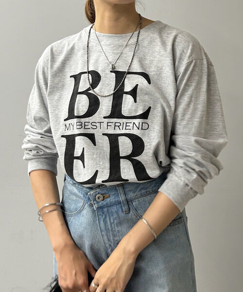 SHENERY（シーナリー）の「Beer ロングスリーブTee（Tシャツ/カットソー・レディース・ライトグレー/ベージュ・FREE）」の8枚目の写真