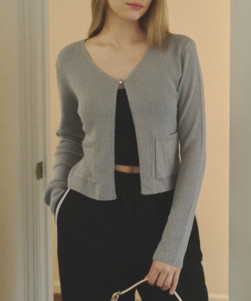 GIUNON(ジウノン)の「double pocket knit cardigan / ダブルポケットニットカーディガン(カーディガン/ボレロ・レディース・ブラック/グリーン/ブルー・FREE)」の10枚目の写真