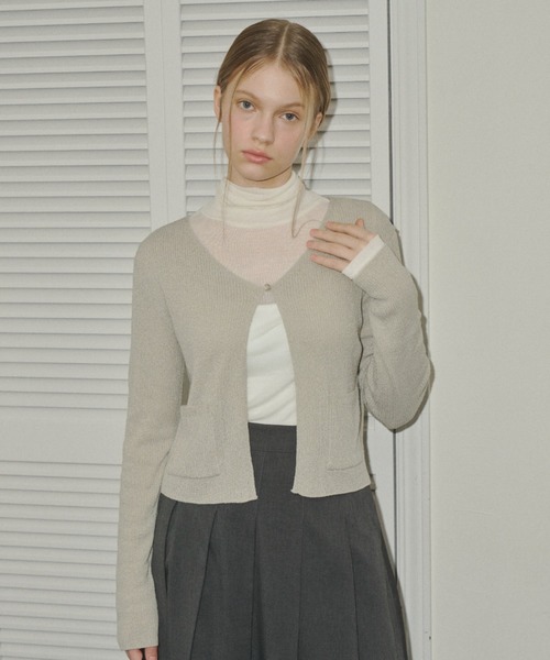 GIUNON(ジウノン)の「double pocket knit cardigan / ダブルポケットニットカーディガン(カーディガン/ボレロ・レディース・ブラック/グリーン/ブルー・FREE)」の20枚目の写真