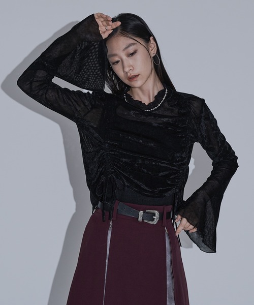 Ellno de Mavie（エルノデメヴィ）の「２WAYドロストシアートップス（Tシャツ/カットソー・レディース・ブルー/ブラック/グレー系その他/ネイビー/ホワイト/ボルドー/ブラック系その他・FREE）」の3枚目の写真