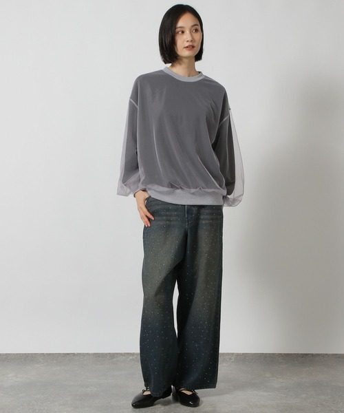 LAKOLE(ラコレ)の「ビジューワイドデニム / 149042(デニムパンツ・レディース・ブラック/ブルー・MEDIUM/SMALL)」の6枚目の写真