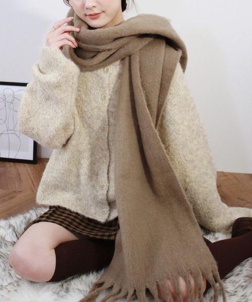 セール】フラッフィーフリンジマフラー／fluffy fringe muffler
