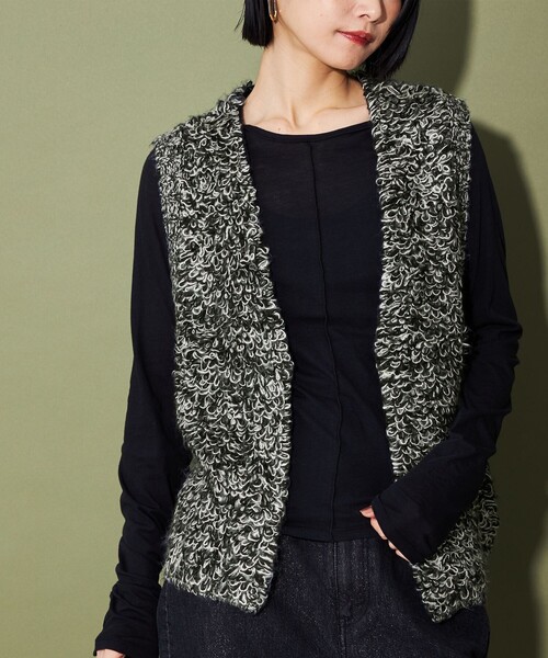 CITEN(シテン)の「<CITEN>ループフリンジベスト(ベスト・レディース・オフホワイト/ブラック/ベージュ・FREE)」の4枚目の写真