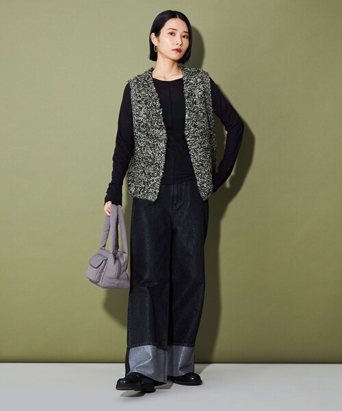 CITEN(シテン)の「<CITEN>ループフリンジベスト(ベスト・レディース・オフホワイト/ブラック/ベージュ・FREE)」の5枚目の写真