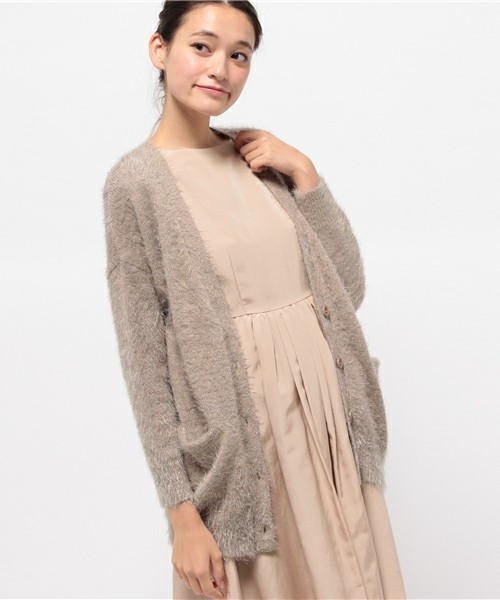 mystic(ミスティック)の「【mystic】フェザーロングカーディガン(パーカー・レディース・ホワイト/グレー/ブラック/キャメル・フリ-)」の4枚目の写真