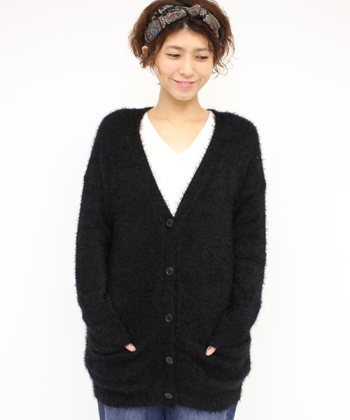 mystic(ミスティック)の「【mystic】フェザーロングカーディガン(パーカー・レディース・ホワイト/グレー/ブラック/キャメル・フリ-)」の3枚目の写真