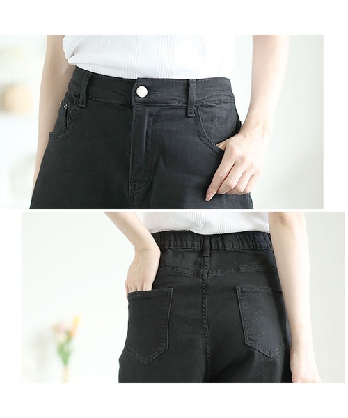 GOLDJAPAN（ゴールドジャパン）の「カットアウトデニムハーフパンツ【大きいサイズ対応】（デニムパンツ・レディース・ブラック・LL/3L/4L/5L/6L）」の7枚目の写真
