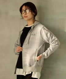 Arnold Palmer | ピーチ 裏シャギー シェア チェックプリント ジップパーカー(パーカー)