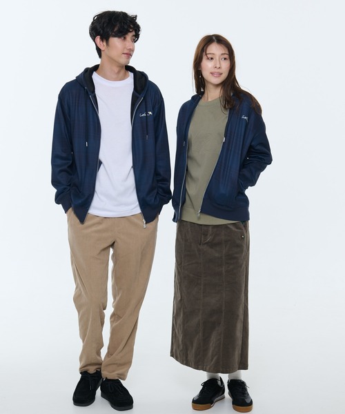 Arnold Palmer（アーノルドパーマー）の「ピーチ 裏シャギー シェア チェックプリント ジップパーカー（パーカー・レディース・杢グレー/ネイビー・L/M/S/XS/LL）」の4枚目の写真