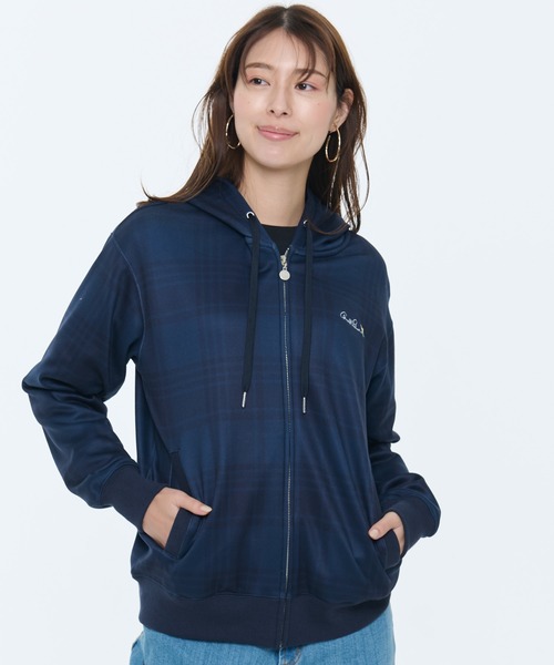 Arnold Palmer（アーノルドパーマー）の「ピーチ 裏シャギー シェア チェックプリント ジップパーカー（パーカー・レディース・杢グレー/ネイビー・L/M/S/XS/LL）」の19枚目の写真