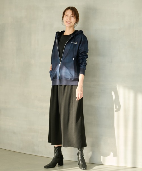 Arnold Palmer（アーノルドパーマー）の「ピーチ 裏シャギー シェア チェックプリント ジップパーカー（パーカー・レディース・杢グレー/ネイビー・L/M/S/XS/LL）」の18枚目の写真