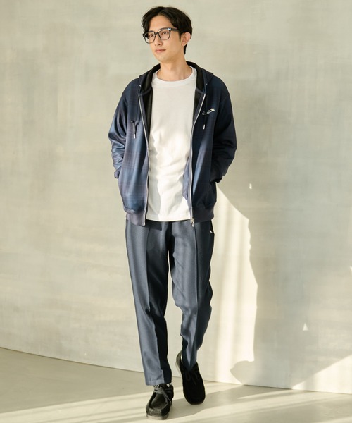 Arnold Palmer（アーノルドパーマー）の「ピーチ 裏シャギー シェア チェックプリント ジップパーカー（パーカー・レディース・杢グレー/ネイビー・L/M/S/XS/LL）」の13枚目の写真