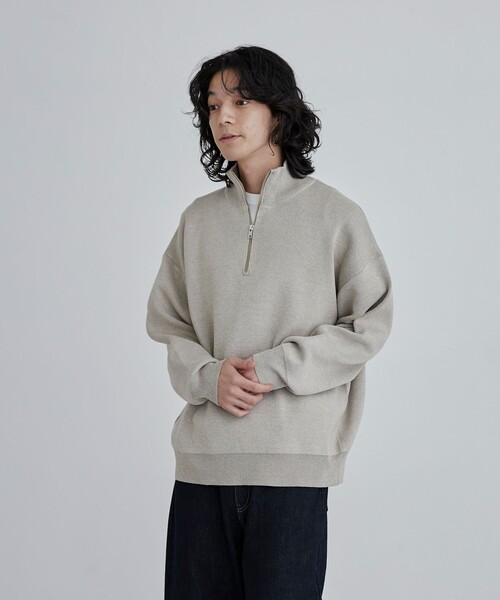 coen(コーエン)の「メランジハーフジップニット(ニット/セーター・メンズ・グレー/ベージュ・M/L/XL)」の7枚目の写真