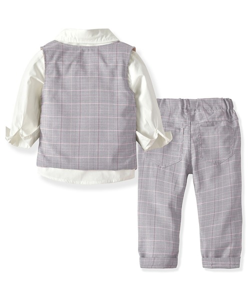 DAY CLOSET（デイ クローゼット）の「【丸ごと洗える セットアップ キッズスーツ】長袖シャツ+パンツ+蝶ネクタイ+ベスト 4点セット（セットアップ・キッズ・ブラウン/グレー・90cm/110cm/130cm/120cm/100cm）」の14枚目の写真