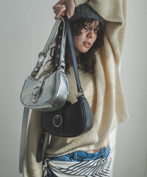 bohmal(ボマール)の「ハーフムーンバックルベルトショルダーバッグ/ホーボーバッグ/スワローマチ(ショルダーバッグ・レディース・シルバー/ブラック・FREE)」の20枚目の写真