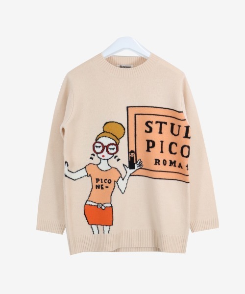 STUDIO PICONE（スタジオピッコーネ）の「ウール１００％長袖ニットプルオーバー（ニット/セーター・レディース・ライトグレー/レッド/オレンジ/ブラック・M/L）」の8枚目の写真