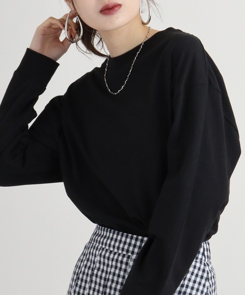 spiritoso(スピリトーゾ)の「spiritoso USAコットンロンT(Tシャツ/カットソー・レディース・モカ/ブラック/カーキ/杢グレー/ベージュ・F)」の2枚目の写真